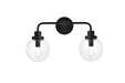 Hanson Two Light Bath in Black & Clear Shade