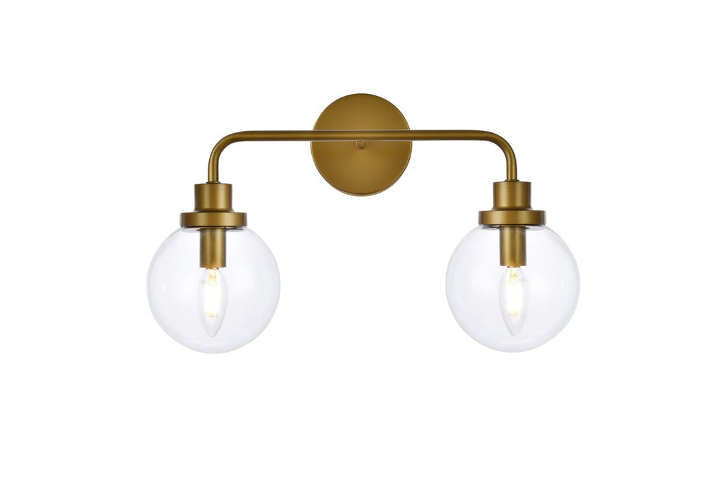 Hanson Two Light Bath in Brass & Clear Shade