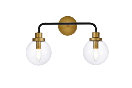 Hanson Two Light Bath in Black & Brass & Clear Shade