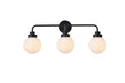 Hanson Three Light Bath in Black & Frosted Shade
