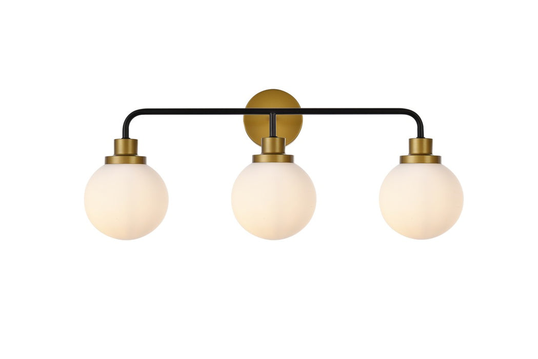 Hanson Three Light Bath in Black & Brass & Frosted Shade
