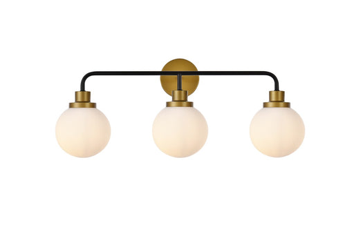 Hanson Three Light Bath in Black & Brass & Frosted Shade