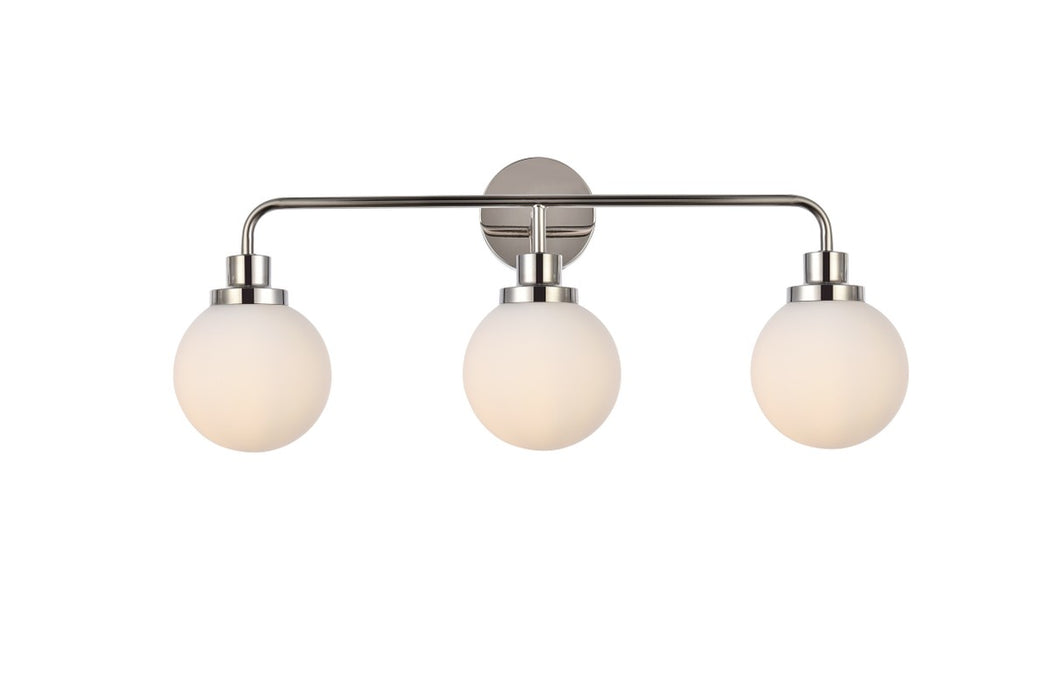 Hanson Three Light Bath in Polished Nickel & Frosted Shade
