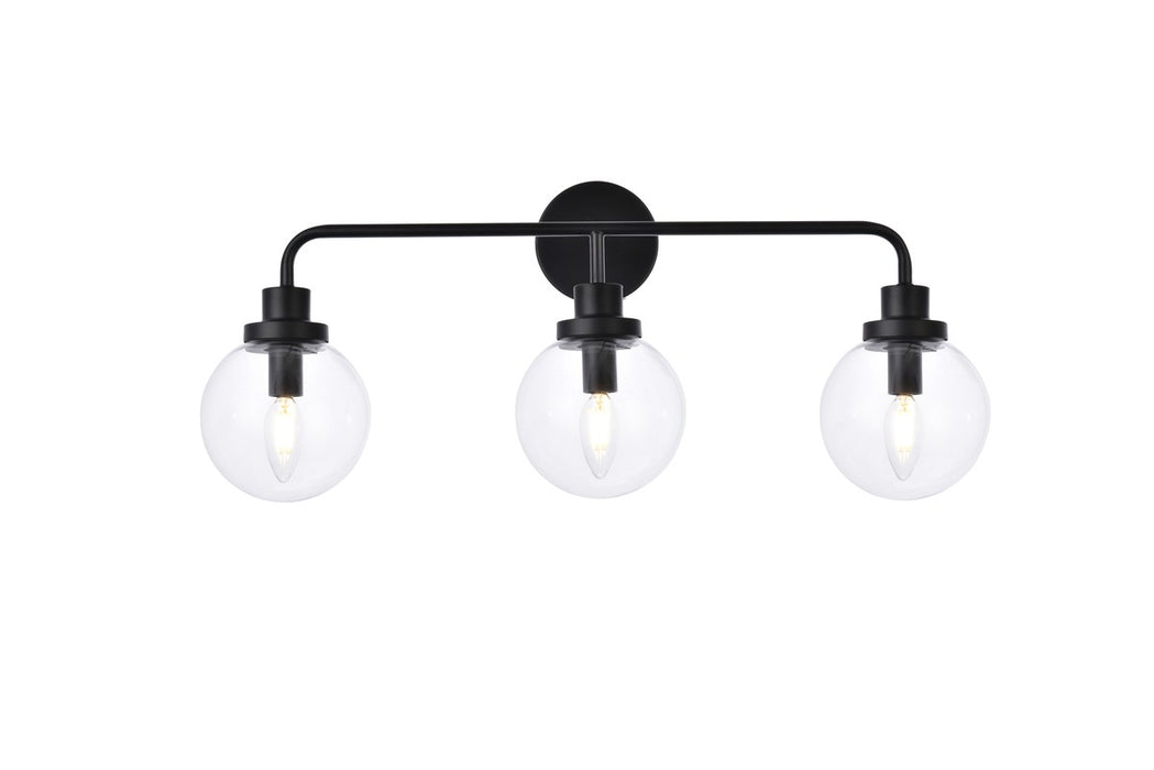 Hanson Three Light Bath in Black & Clear Shade