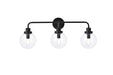Hanson Three Light Bath in Black & Clear Shade