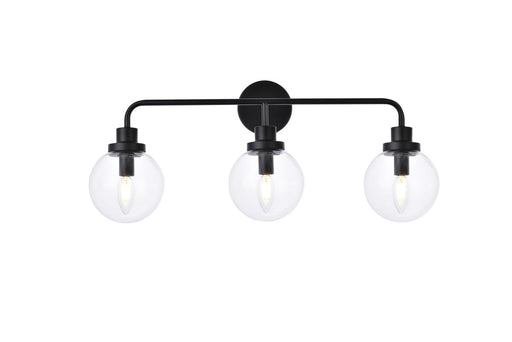 Hanson Three Light Bath in Black & Clear Shade