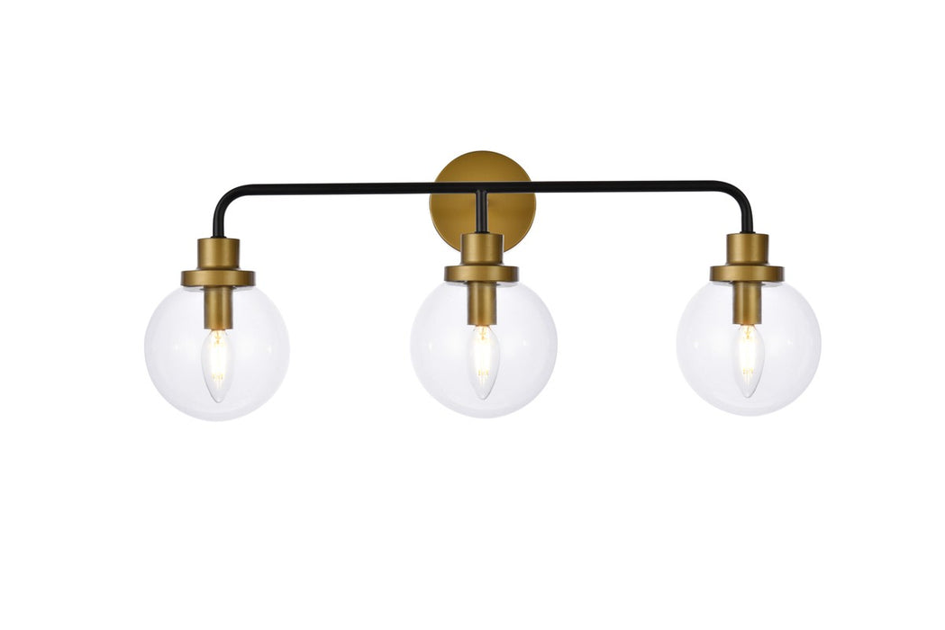 Hanson Three Light Bath in Black & Brass & Clear Shade