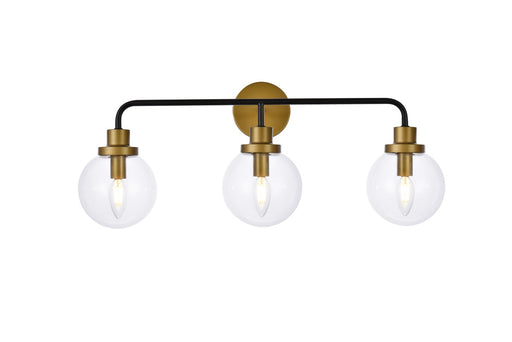 Hanson Three Light Bath in Black & Brass & Clear Shade