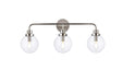 Hanson Three Light Bath in Polished Nickel & Clear Shade