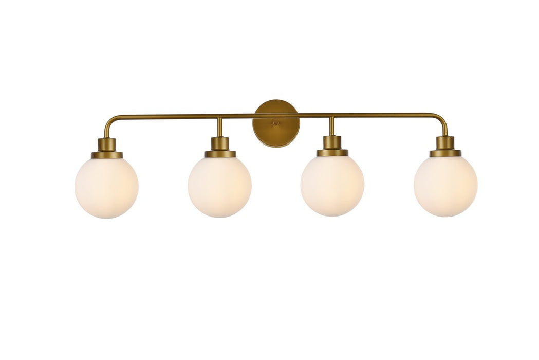 Hanson Four Light Bath in Brass & Frosted Shade