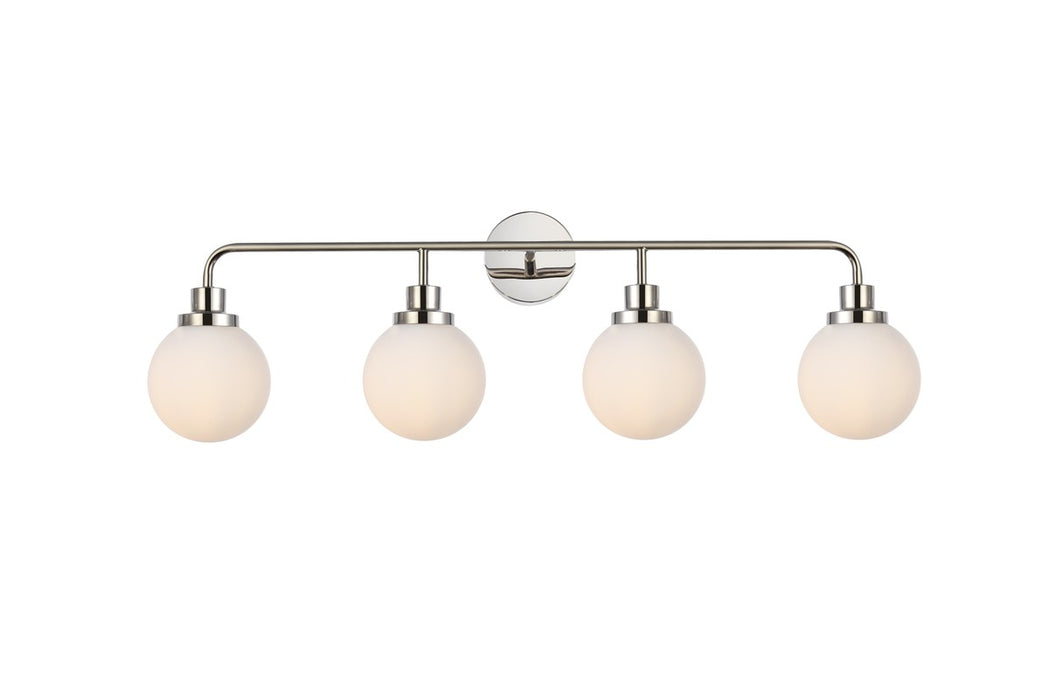 Hanson Four Light Bath in Polished Nickel & Frosted Shade