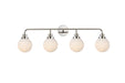Hanson Four Light Bath in Polished Nickel & Frosted Shade