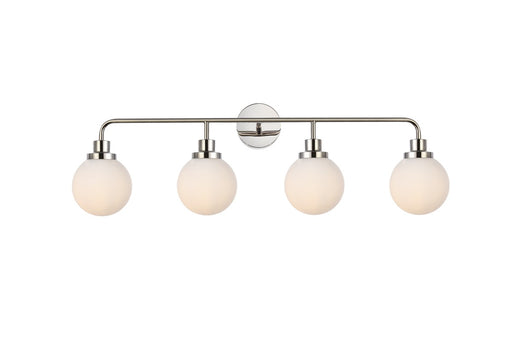 Hanson Four Light Bath in Polished Nickel & Frosted Shade