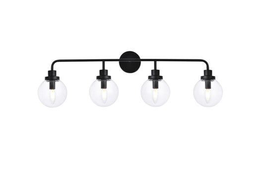 Hanson Four Light Bath in Black & Clear Shade