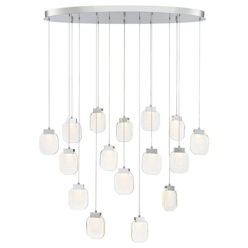 Paget 16-Light 44" Linear Multi-Drop Pendant in Chrome