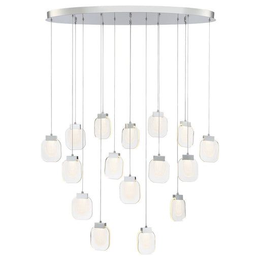 Paget 16-Light 44" Linear Multi-Drop Pendant in Chrome