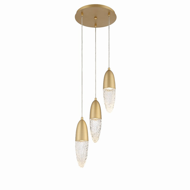 Ecrou 3-Light 12.25" Cluster Pendant in Satin Gold Paint