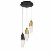 Ecrou 3-Light 12.25" Cluster Pendant in Gold-Black Mix