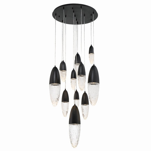Ecrou 12-Light 29.5" Multi-Drop Pendant in Matte Black