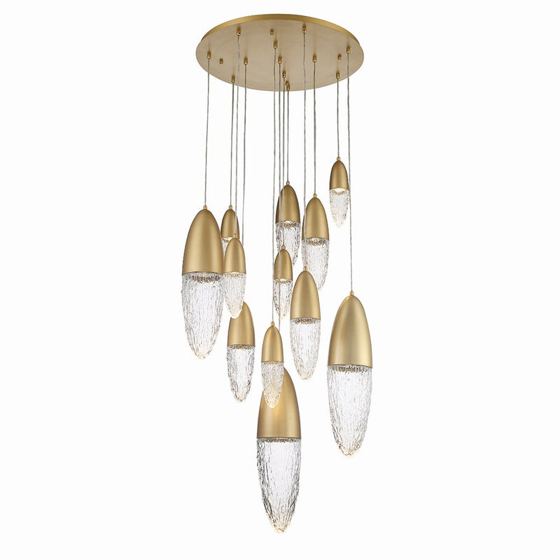 Ecrou 12-Light 29.5" Multi-Drop Pendant in Satin Gold Paint