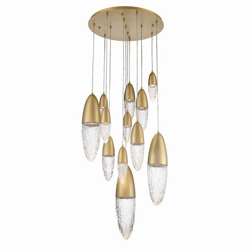 Ecrou 12-Light 29.5" Multi-Drop Pendant in Satin Gold Paint