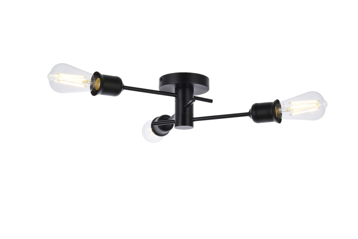 Xavier Three Light Flush Mount in Black