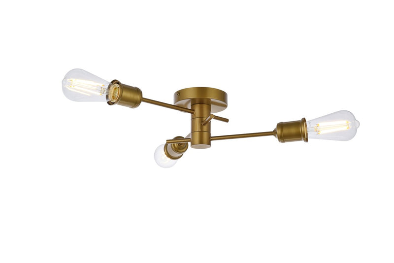 Xavier Three Light Flush Mount in Brass