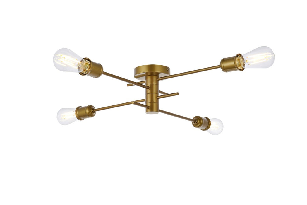 Xavier Four Light Flush Mount in Brass