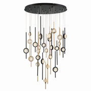 Barletta 26-Light 39.75" Multi-Drop Pendant in Gold-Black Mix
