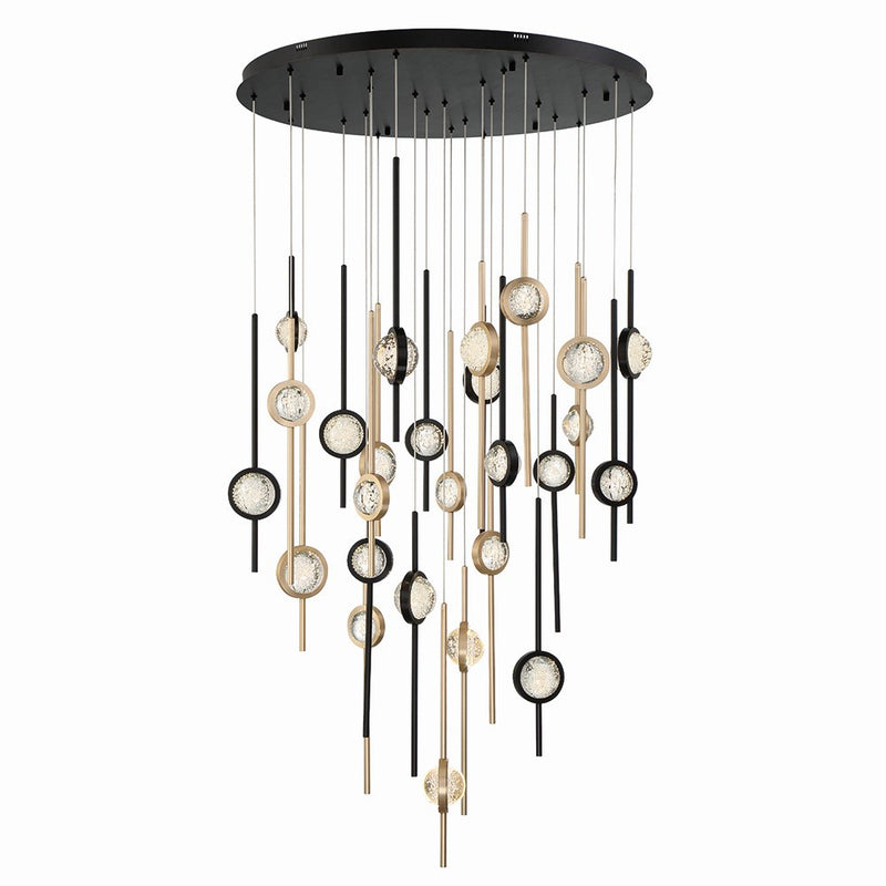Barletta 26-Light 39.75" Multi-Drop Pendant in Gold-Black Mix