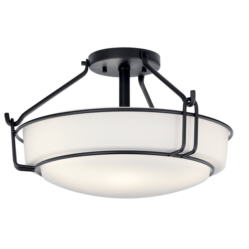 Alkire 3-Light Semi-Flush Mount in Black