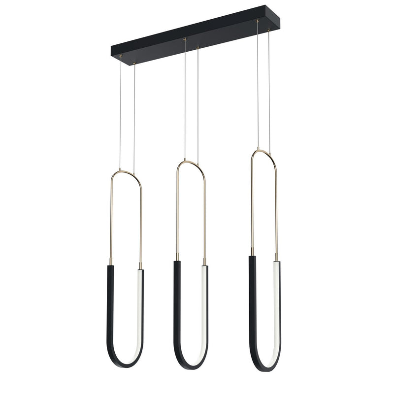 Wayan 3-Light LED Linear Pendant in Matte Black