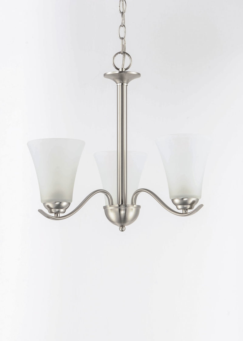Vital 3 Light Chandelier in Satin Nickel