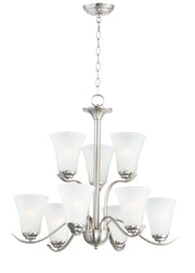 Vital 9 Light Chandelier in Satin Nickel