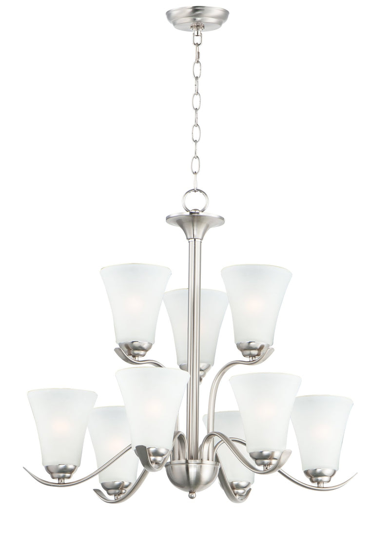 Vital 9 Light Chandelier in Satin Nickel