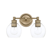 Mid Century 2-Light Bath Vanity Light in Aged Brass