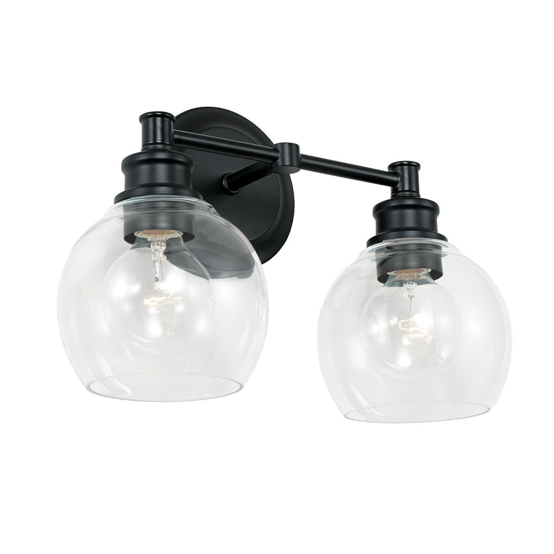 Mid Century 2-Light Bath Vanity Light in Matte Black