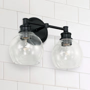 Mid Century 2-Light Bath Vanity Light in Matte Black