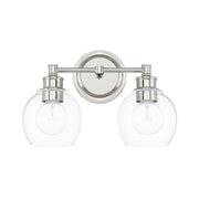 Mid Century 2-Light Bath Vanity Light in Polished Nickel