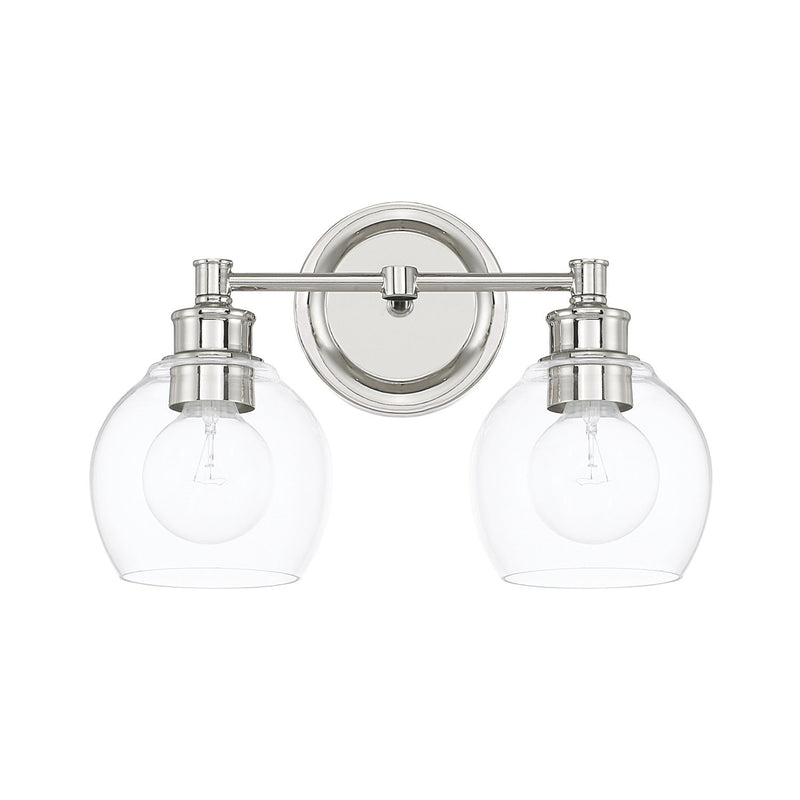 Mid Century 2-Light Bath Vanity Light in Polished Nickel