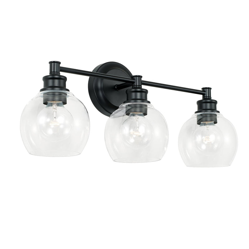 Mid Century 3-Light Bath Vanity Light in Matte Black