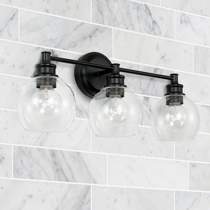 Mid Century 3-Light Bath Vanity Light in Matte Black