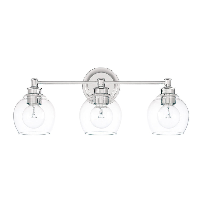 Mid Century 3-Light Bath Vanity Light in Polished Nickel