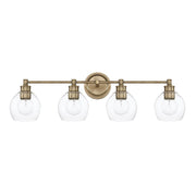 Mid Century 4-Light Bath Vanity Light in Aged Brass