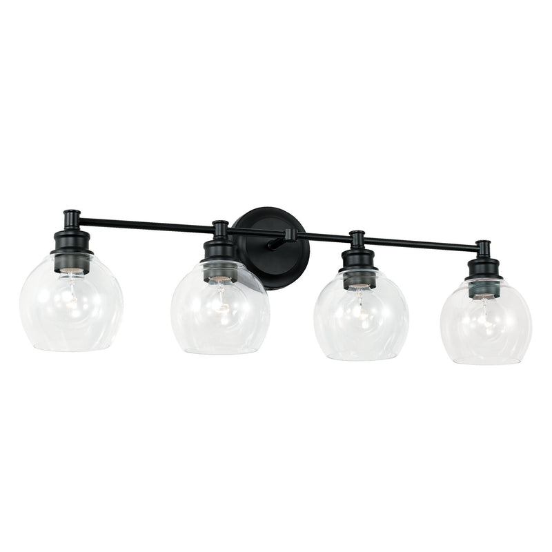 Mid Century 4-Light Bath Vanity Light in Matte Black