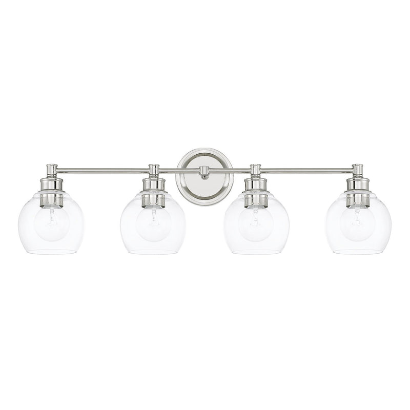 Mid Century 4-Light Bath Vanity Light in Polished Nickel