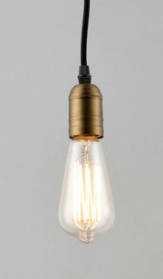 Early Electric 1 Light Pendant in Black / Antique Brass
