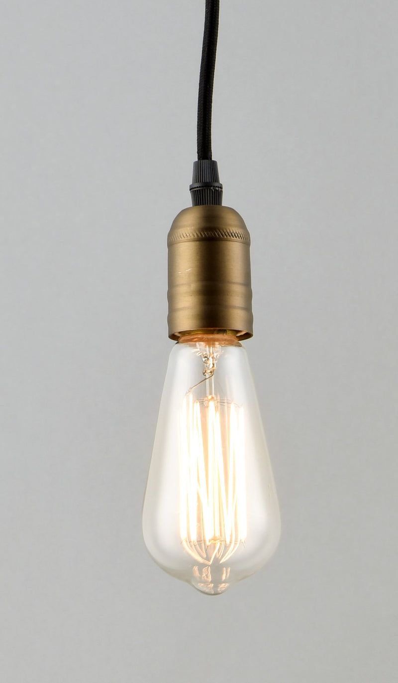 Early Electric 1 Light Pendant in Black / Antique Brass