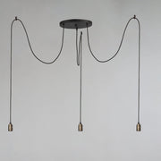 Early Electric 3 Light Pendant in Black / Antique Brass