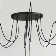 Early Electric 8 Light Pendant in Black / Antique Brass